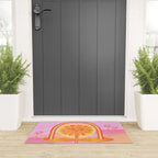 Retro Sunflower & Rainbow in Pink Welcome Mat Gallery Image 3