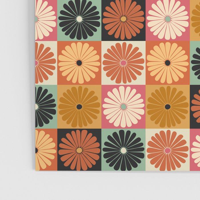 Retro Flowers Check Pattern XVI Poster Gallery Image 3