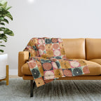 Retro Flowers Check Pattern XVI Throw Blanket Gallery Image 1