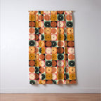 Retro Flowers Check Pattern XVI Window Curtain Gallery Image 3