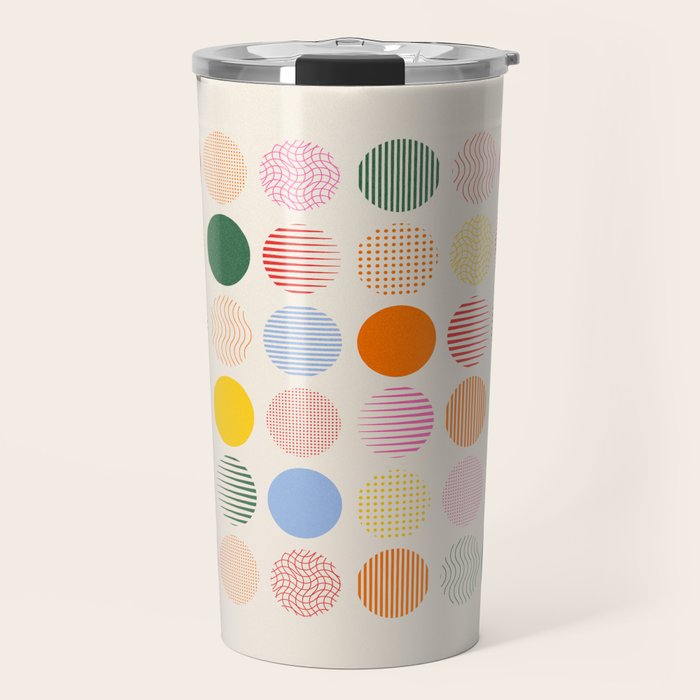Retro Geometric Circles: Peach Bauhaus Edition Travel Mug Gallery Image 1
