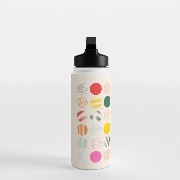 Retro Geometric Circles: Peach Bauhaus Edition Water Bottle Gallery Image 3