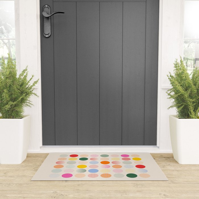 Retro Geometric Circles: Peach Bauhaus Edition Welcome Mat Gallery Image 3