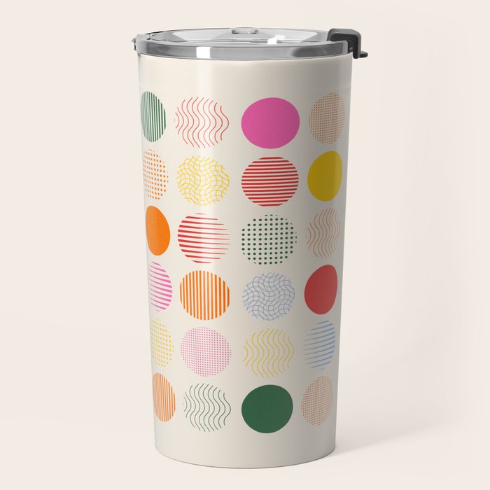 Retro Geometric Circles: Peach Bauhaus Edition Travel Mug Gallery Image 2