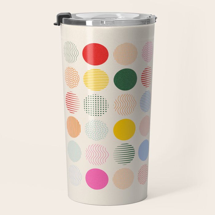 Retro Geometric Circles: Peach Bauhaus Edition Travel Mug Gallery Image 3