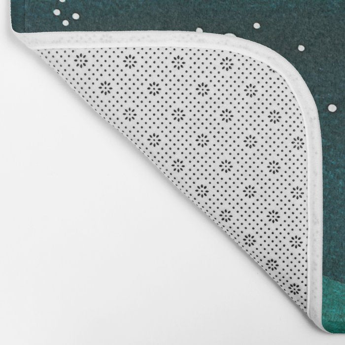 Starry Ocean, teal sailboat watercolor sea waves night Bath Mat Gallery Image 2