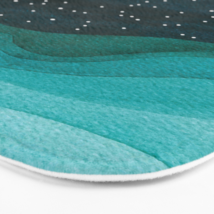 Starry Ocean, teal sailboat watercolor sea waves night Bath Mat Gallery Image 3