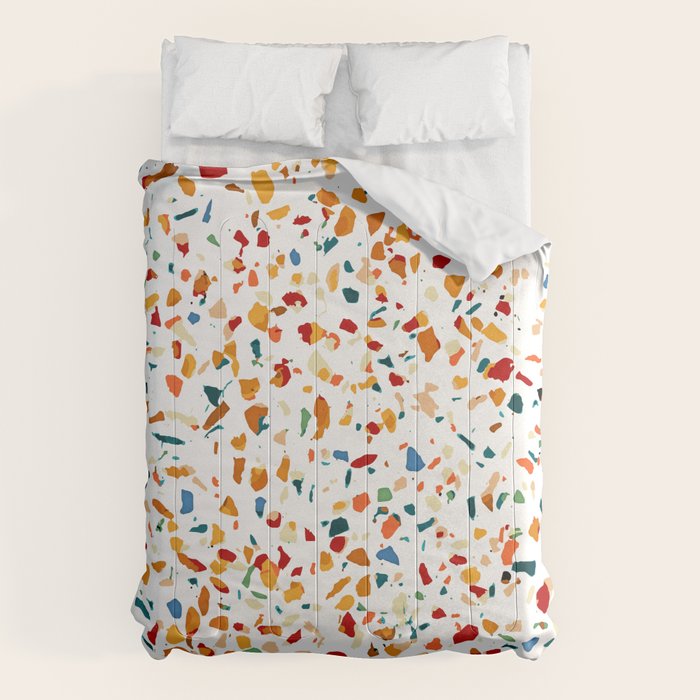 Tan Terrazzo | Eclectic Quirky Confetti Painting | Celebration Colorful Boho Happy Party Graphic  Comforter Gallery Image 6
