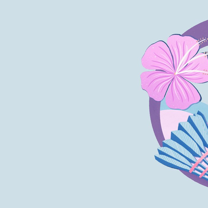 Tropical badminton badge - pastel purple and pink Coffee Mug Gallery Image 2