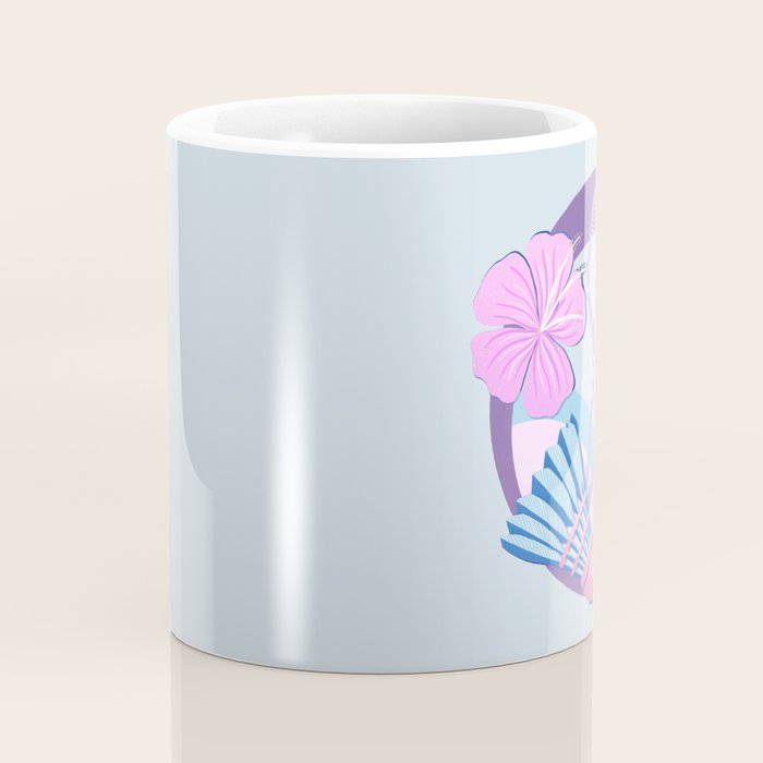 Tropical badminton badge - pastel purple and pink Coffee Mug Gallery Image 4