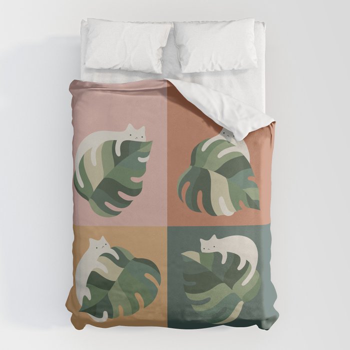 Cat and Leaf 2x2 Duvet Cover Gallery Image 6