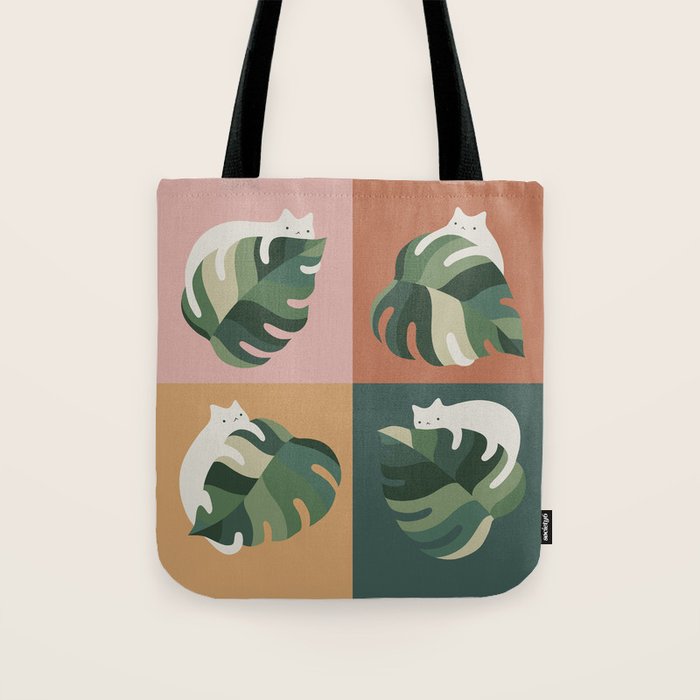 Cat and Leaf 2x2 Tote Bag Gallery Image 1