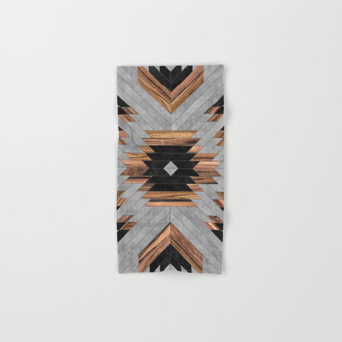 Urban Tribal Pattern No.6 - Aztec - Concrete and Wood Bath Towel Gallery Image 1