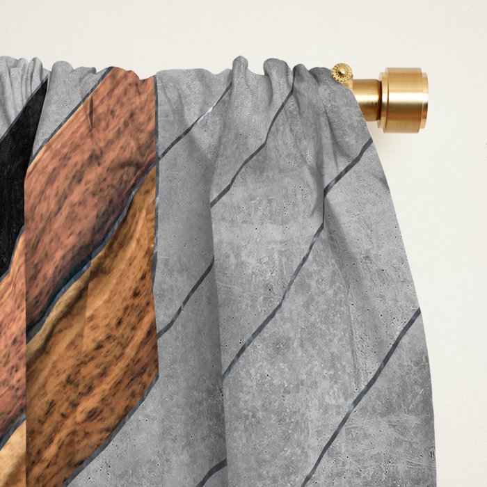 Urban Tribal Pattern No.6 - Aztec - Concrete and Wood Window Curtain Gallery Image 2