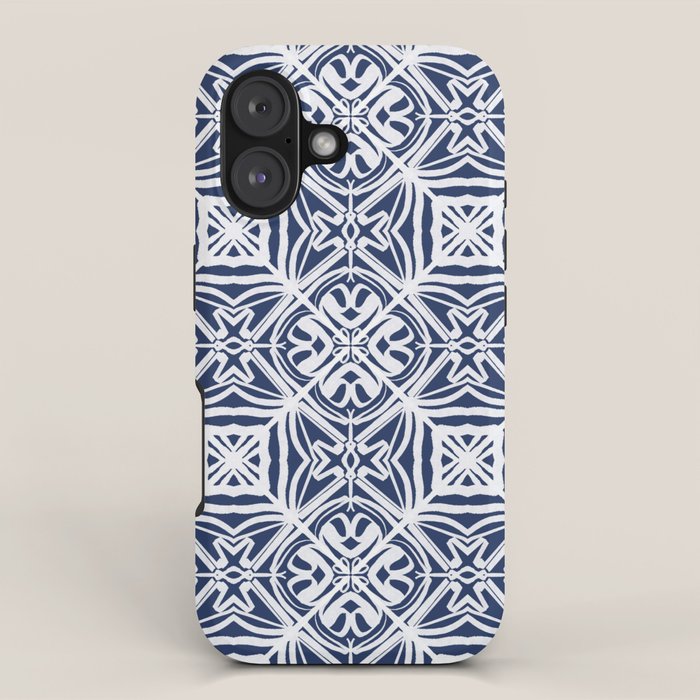 Blue tile brushstroke pattern iPhone Case Gallery Image 1