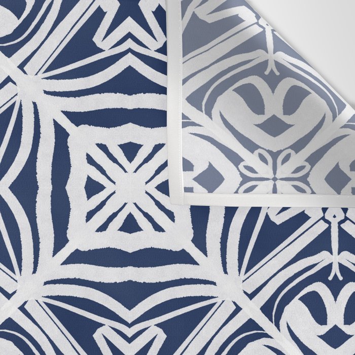 Blue tile brushstroke pattern Wall Tapestry Gallery Image 3