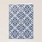 Blue tile brushstroke pattern Stationery Card Gallery Image 2