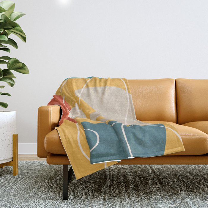 Minimal Colorful Abstract Shapes 7 Throw Blanket Gallery Image 1