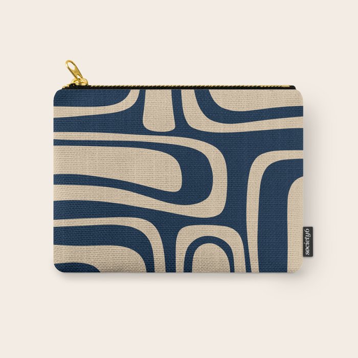 Palm Springs Mid Century Modern Abstract Pattern in Mid Mod Beige and Dark Blue Carry All Pouch Gallery Image 1