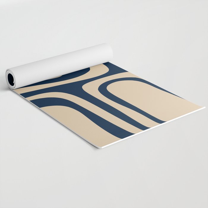 Palm Springs Mid Century Modern Abstract Pattern in Mid Mod Beige and Dark Blue Yoga Mat Gallery Image 2
