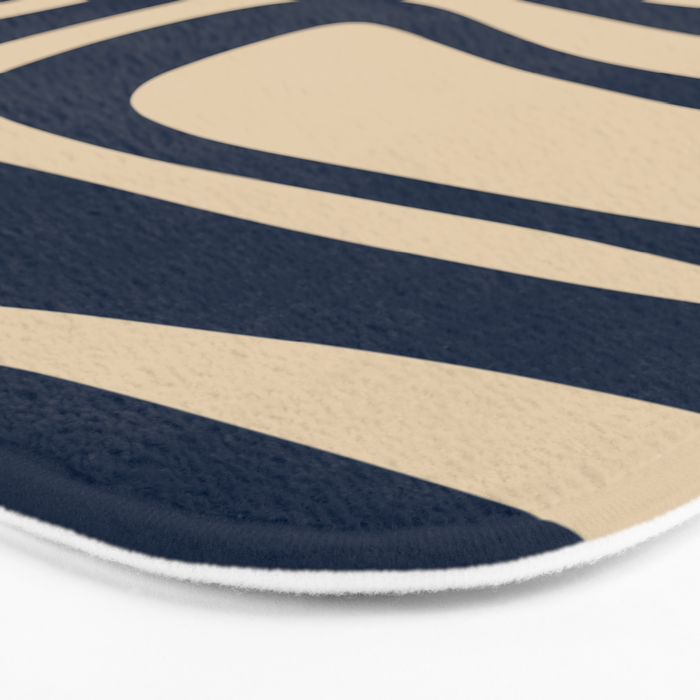 Palm Springs Mid Century Modern Abstract Pattern in Mid Mod Beige and Dark Blue Bath Mat Gallery Image 3