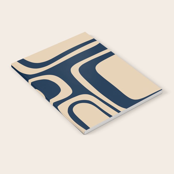 Palm Springs Mid Century Modern Abstract Pattern in Mid Mod Beige and Dark Blue Notebook Gallery Image 2