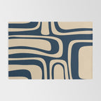 Palm Springs Mid Century Modern Abstract Pattern in Mid Mod Beige and Dark Blue Rug Gallery Image 2