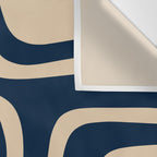 Palm Springs Mid Century Modern Abstract Pattern in Mid Mod Beige and Dark Blue Wall Tapestry Gallery Image 3