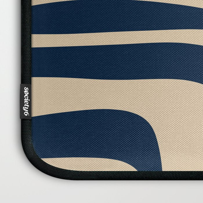 Palm Springs Mid Century Modern Abstract Pattern in Mid Mod Beige and Dark Blue Laptop Sleeve Gallery Image 3