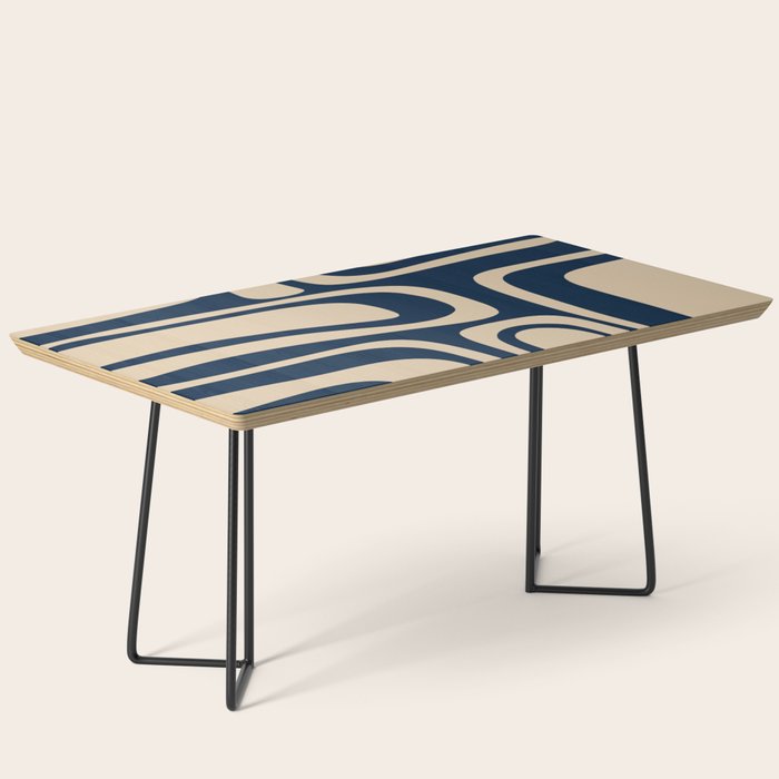 Palm Springs Mid Century Modern Abstract Pattern in Mid Mod Beige and Dark Blue Coffee Table Gallery Image 1