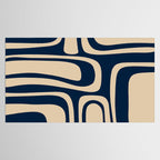 Palm Springs Mid Century Modern Abstract Pattern in Mid Mod Beige and Dark Blue Tablecloth Gallery Image 2