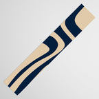 Palm Springs Mid Century Modern Abstract Pattern in Mid Mod Beige and Dark Blue Table Runner Gallery Image 3