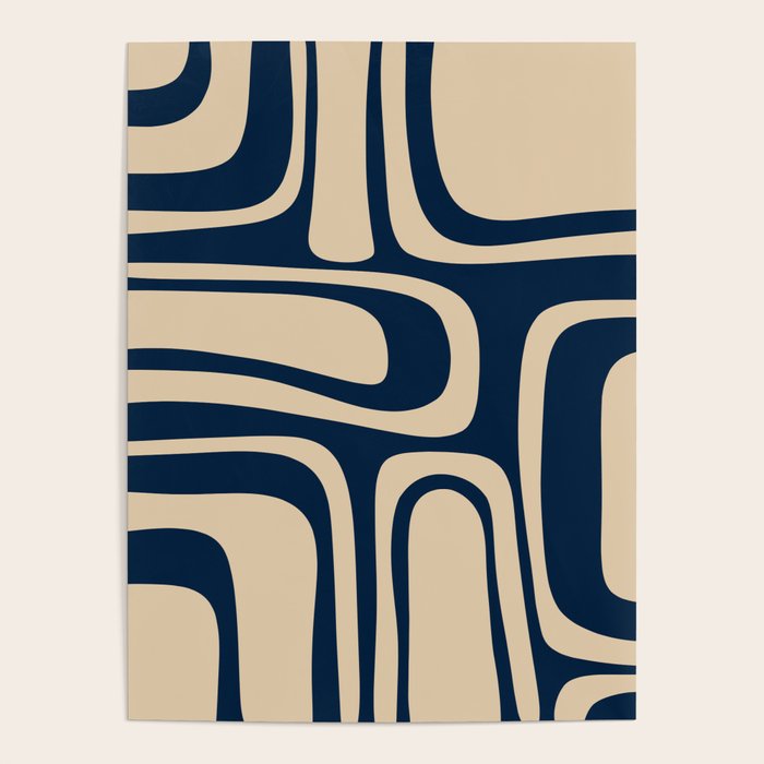 Palm Springs Mid Century Modern Abstract Pattern in Mid Mod Beige and Dark Blue Poster Gallery Image 4
