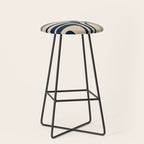 Palm Springs Mid Century Modern Abstract Pattern in Mid Mod Beige and Dark Blue Stool Gallery Image 1