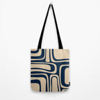 Palm Springs Mid Century Modern Abstract Pattern in Mid Mod Beige and Dark Blue Tote Bag Gallery Image 2