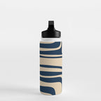 Palm Springs Mid Century Modern Abstract Pattern in Mid Mod Beige and Dark Blue Water Bottle Gallery Image 3