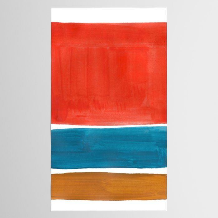 Minimalist Mid Century Modern Colorful Color Field Rothko Orange Teal Yellow Ochre Tablecloth Gallery Image 2