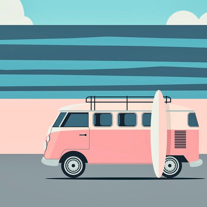 Surfer Graphic Beach Palm-Tree Camper-Van Art Coffee Mug Gallery Image 2