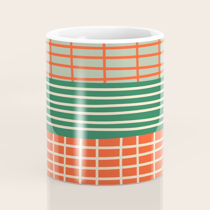 Mid Century Finnish Patchwork Abstract Stripe Pattern Coffee Mug Gallery Image 4