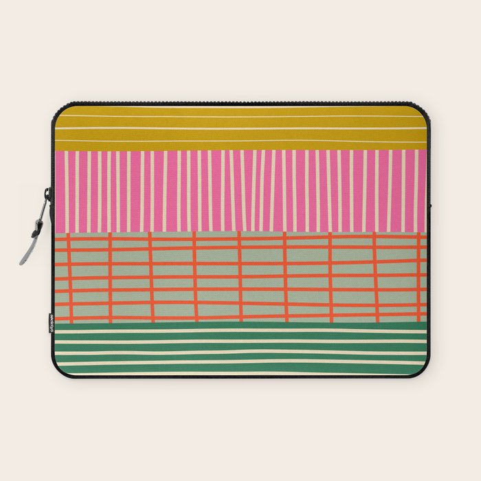 Mid Century Finnish Patchwork Abstract Stripe Pattern Laptop Sleeve Gallery Image 1