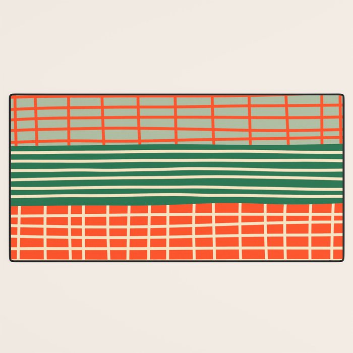 Mid Century Finnish Patchwork Abstract Stripe Pattern Desk Mat Gallery Image 3