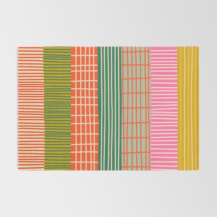 Mid Century Finnish Patchwork Abstract Stripe Pattern Rug Gallery Image 2