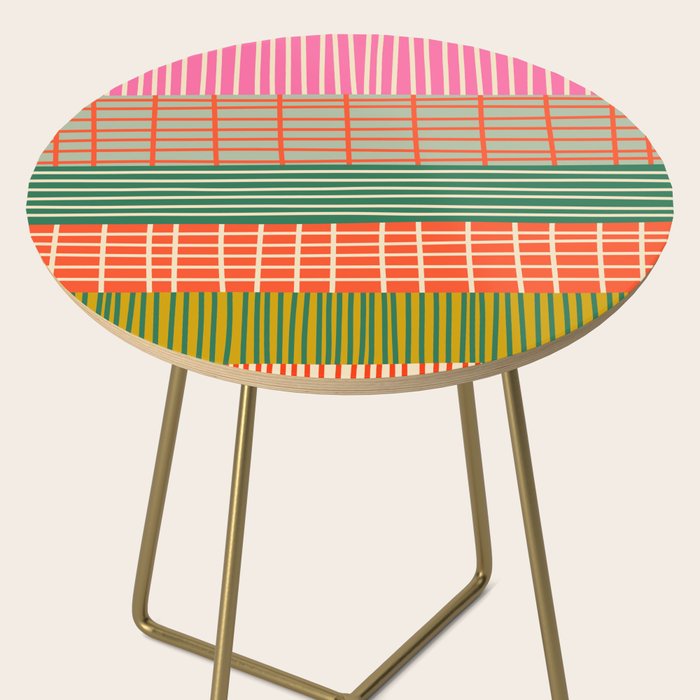 Mid Century Finnish Patchwork Abstract Stripe Pattern Side Table Gallery Image 2