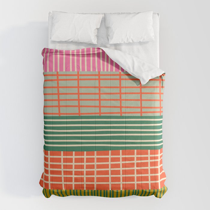 Mid Century Finnish Patchwork Abstract Stripe Pattern Comforter Gallery Image 6