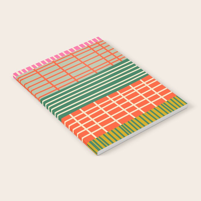 Mid Century Finnish Patchwork Abstract Stripe Pattern Notebook Gallery Image 1