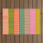 Mid Century Finnish Patchwork Abstract Stripe Pattern Outdoor Rug Gallery Image 1
