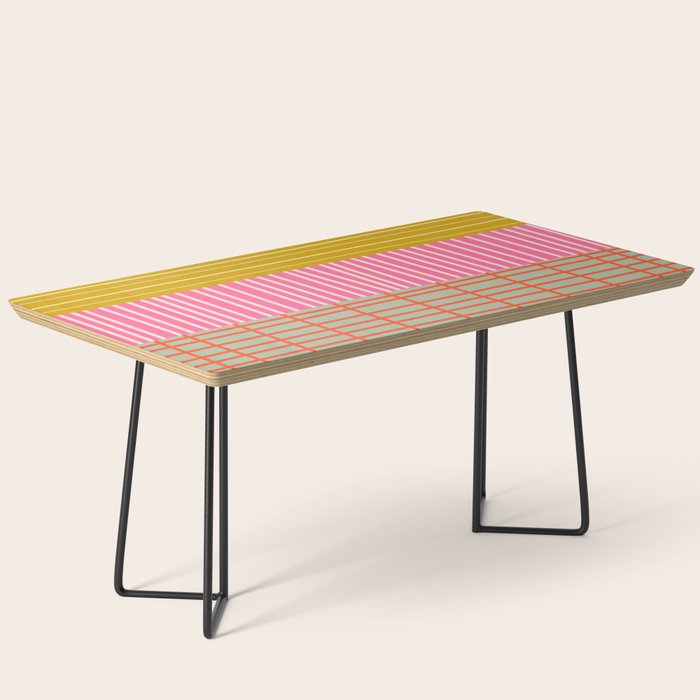 Mid Century Finnish Patchwork Abstract Stripe Pattern Coffee Table Gallery Image 1