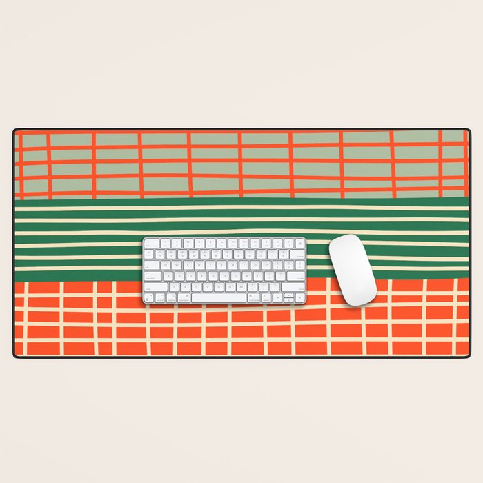 Mid Century Finnish Patchwork Abstract Stripe Pattern Desk Mat Gallery Image 1