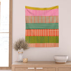 Mid Century Finnish Patchwork Abstract Stripe Pattern Wall Tapestry Gallery Image 2