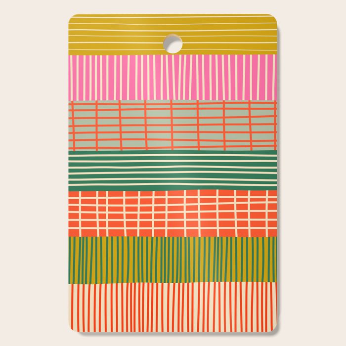 Mid Century Finnish Patchwork Abstract Stripe Pattern Cutting Board Gallery Image 1